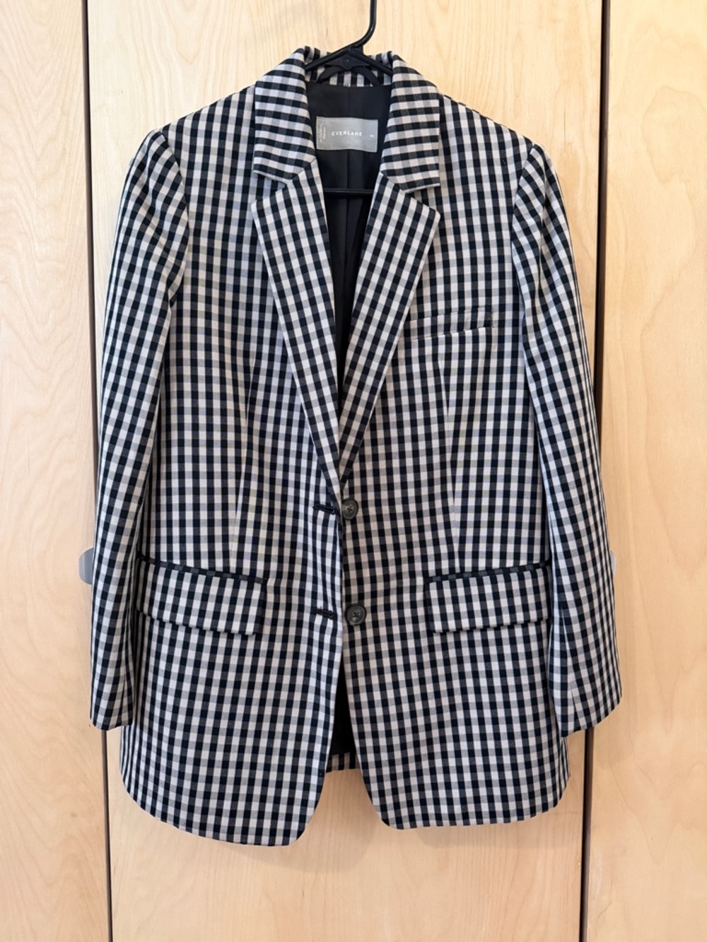 Everlane Black and Cream Gingham Blazer